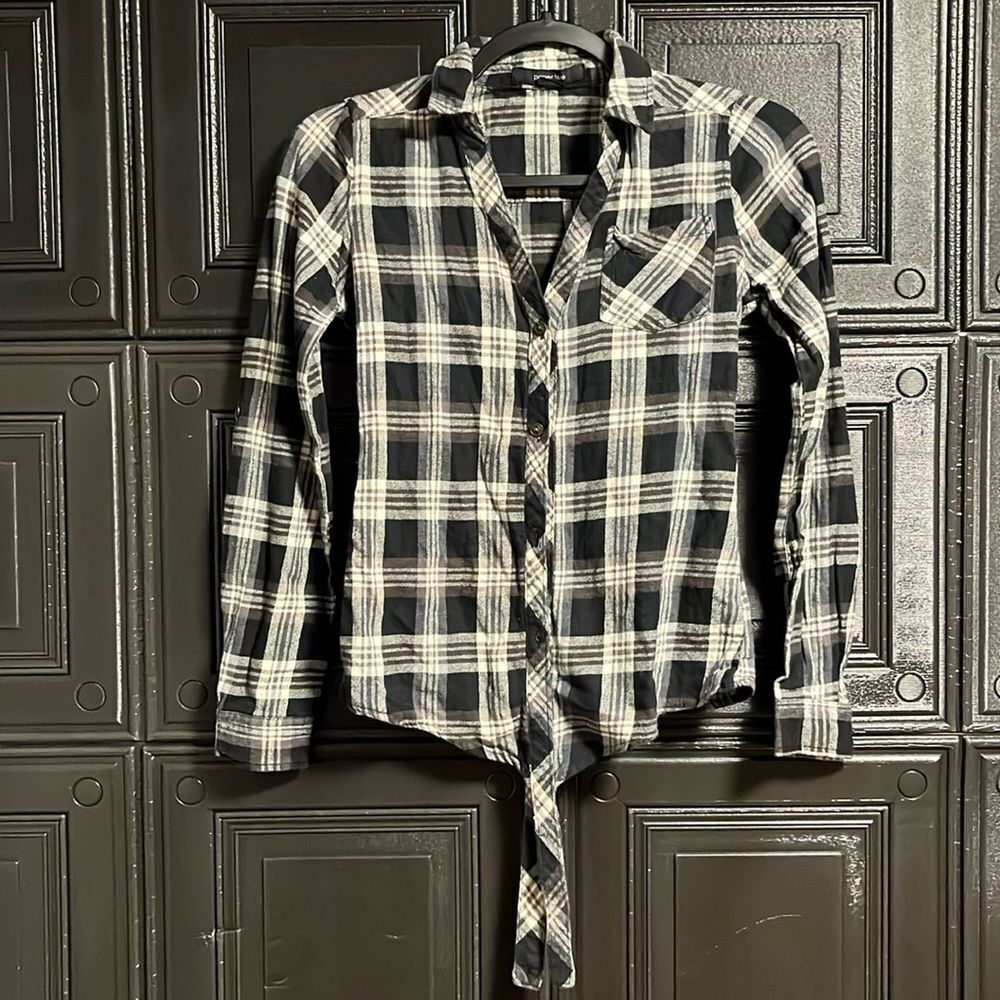 Paper tee Plaid top